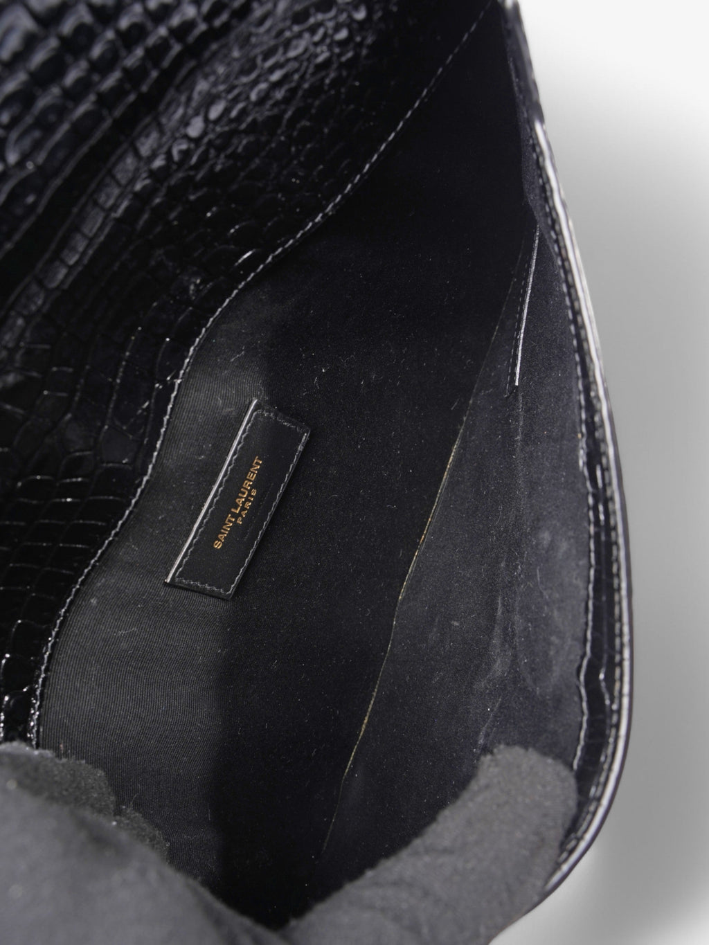 Saint Laurent Uptown Pouch Black Embossed Leather