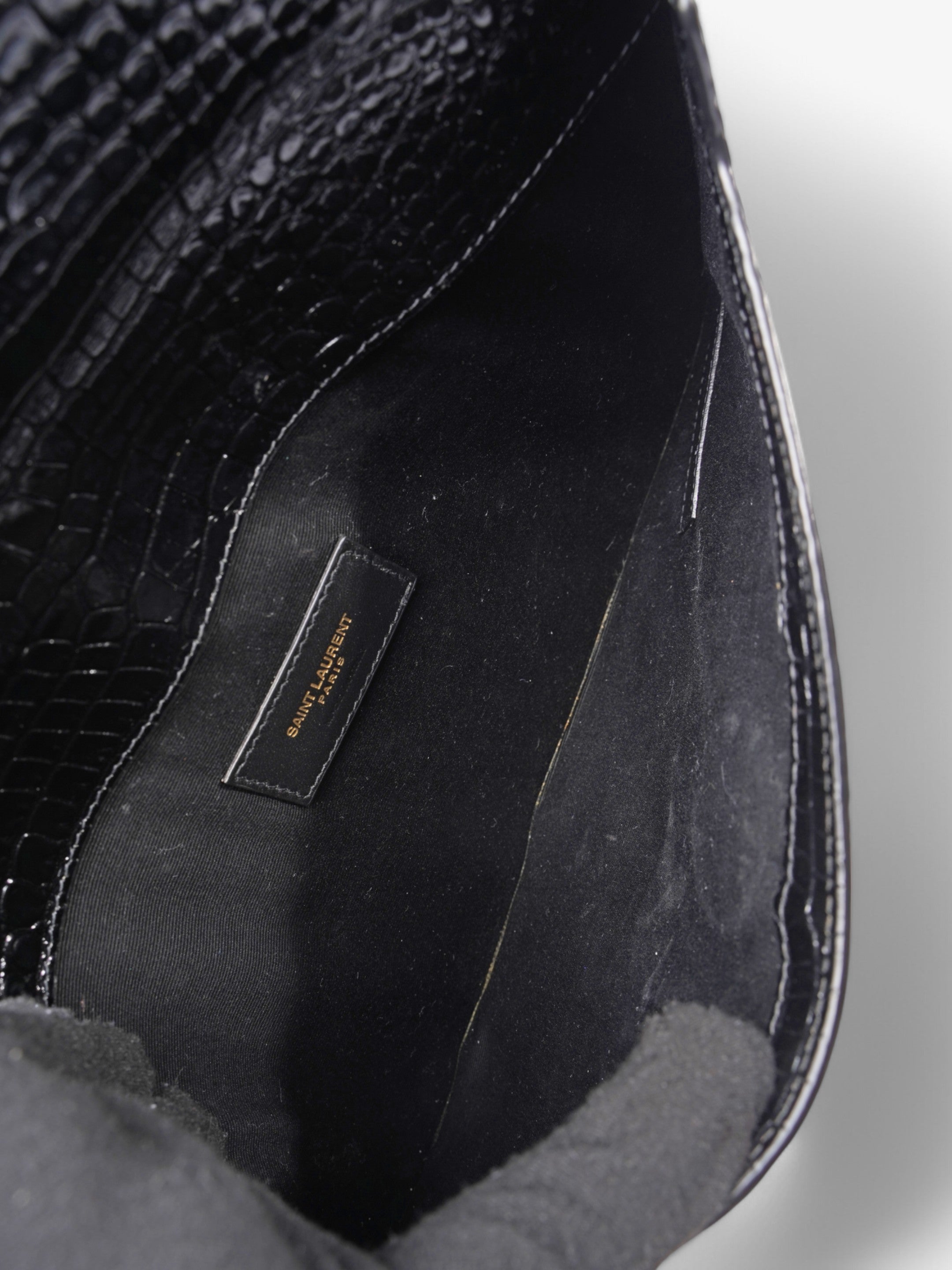Saint Laurent Uptown Pouch Black Embossed Leather