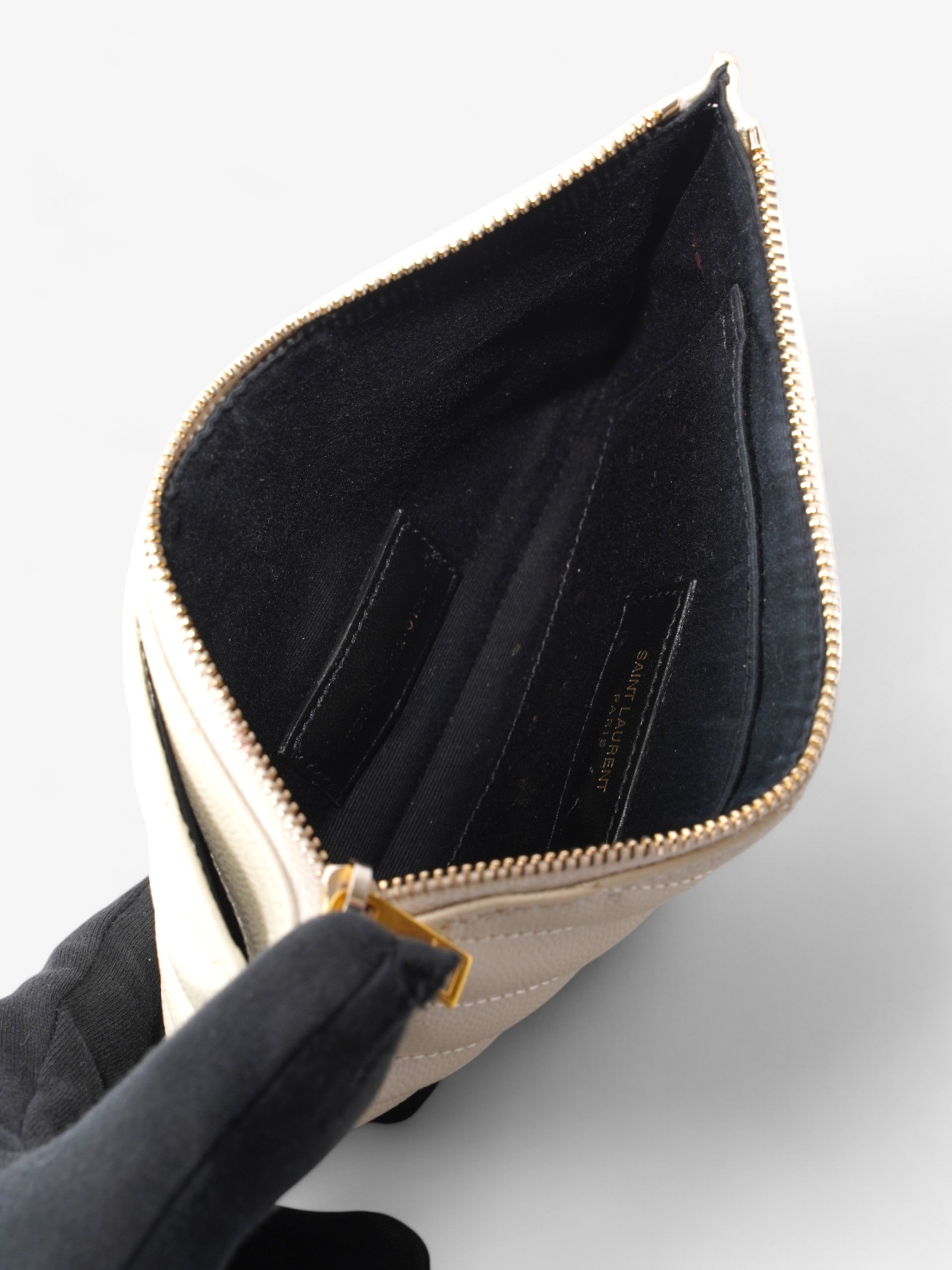 Saint Laurent Cassandra Pouch Cream Matelasse Leather Small