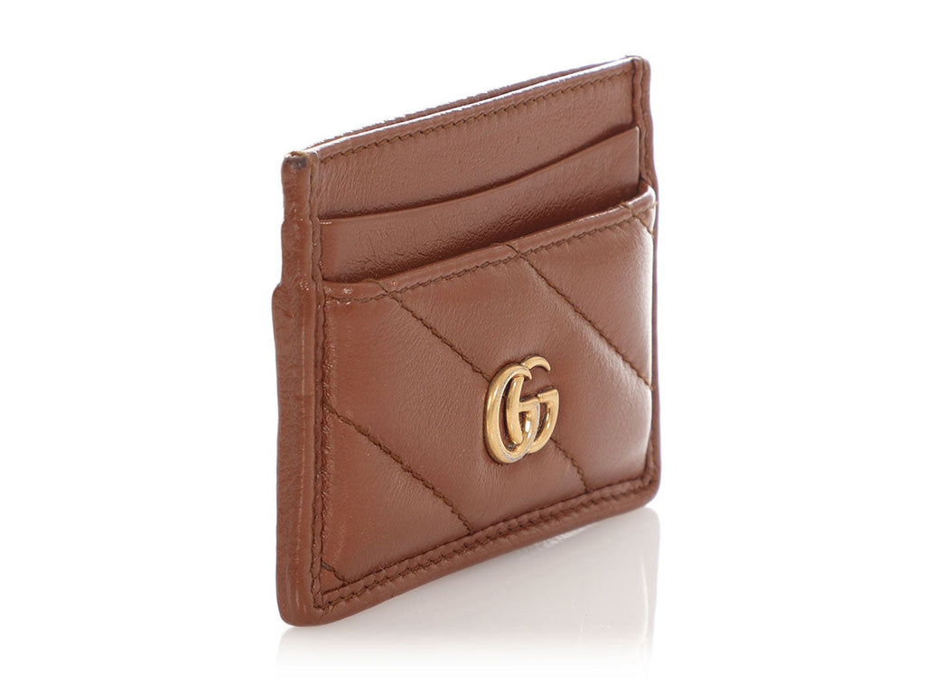 Gucci Brown MatelassÃ© GG Marmont Card Case