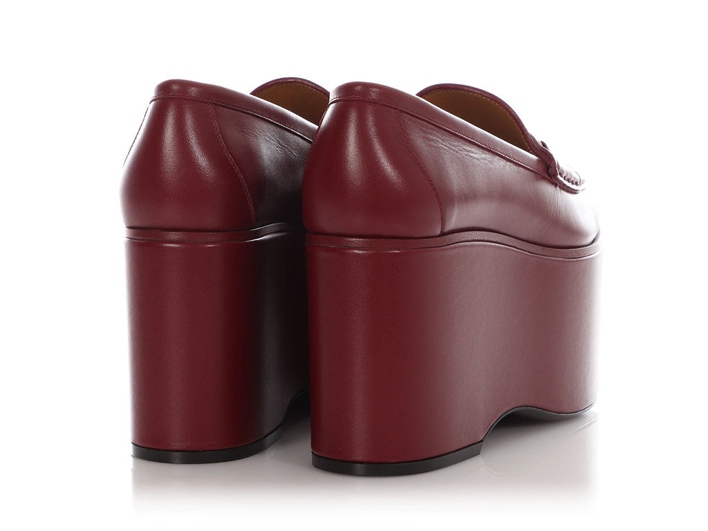 Gucci Oxblood Horsebit High Platform Loafers