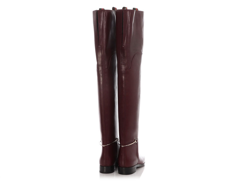 Gucci Burgundy Leather Clive Over-The-Knee Boots