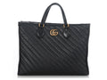 Gucci Black MatelassÃ© Diagonal GG Marmont Tote