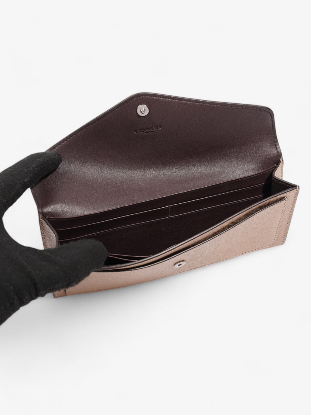 Coach Wyn Long Wallet Beige Leather