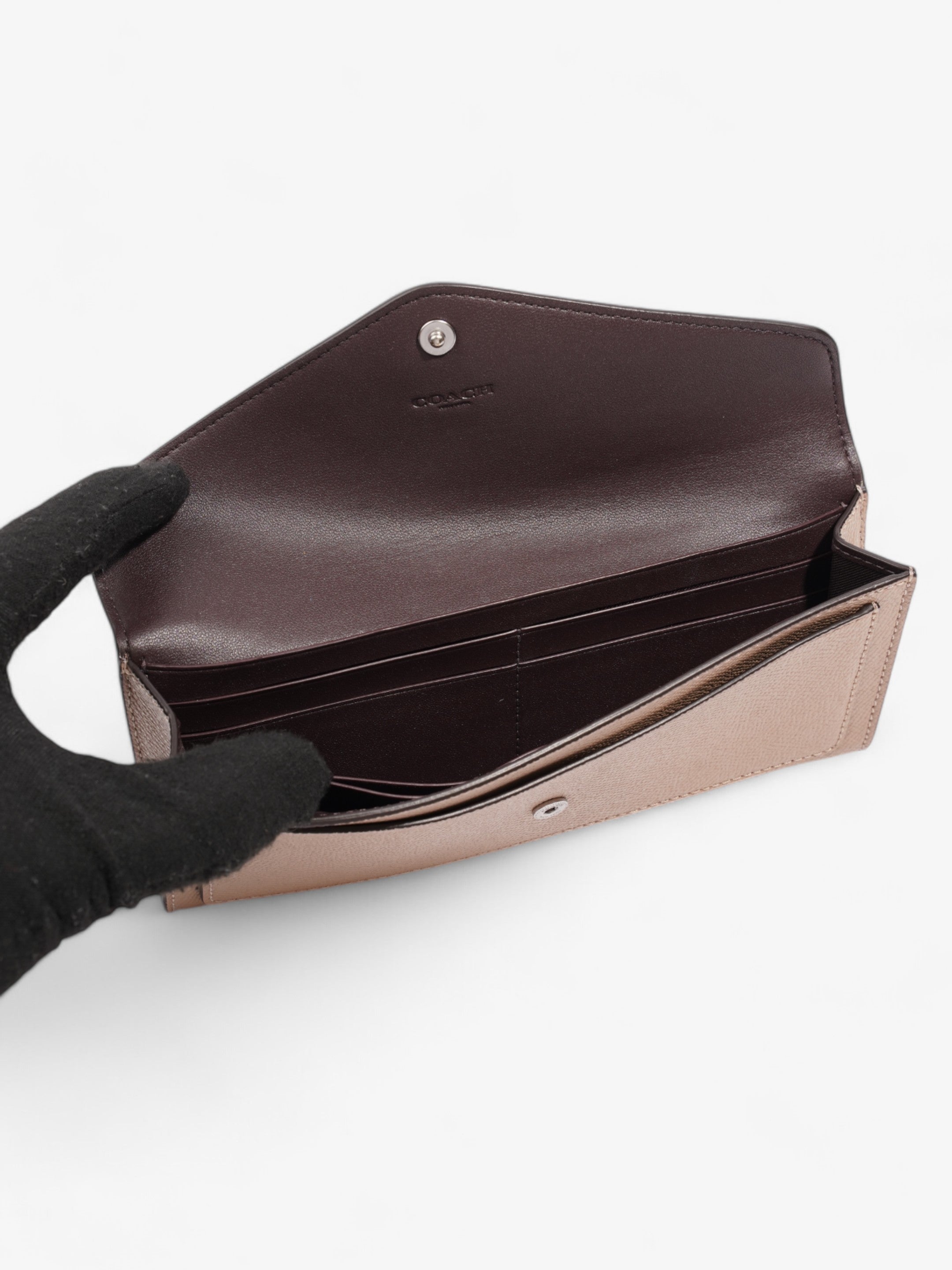 Coach Wyn Long Wallet Beige Leather