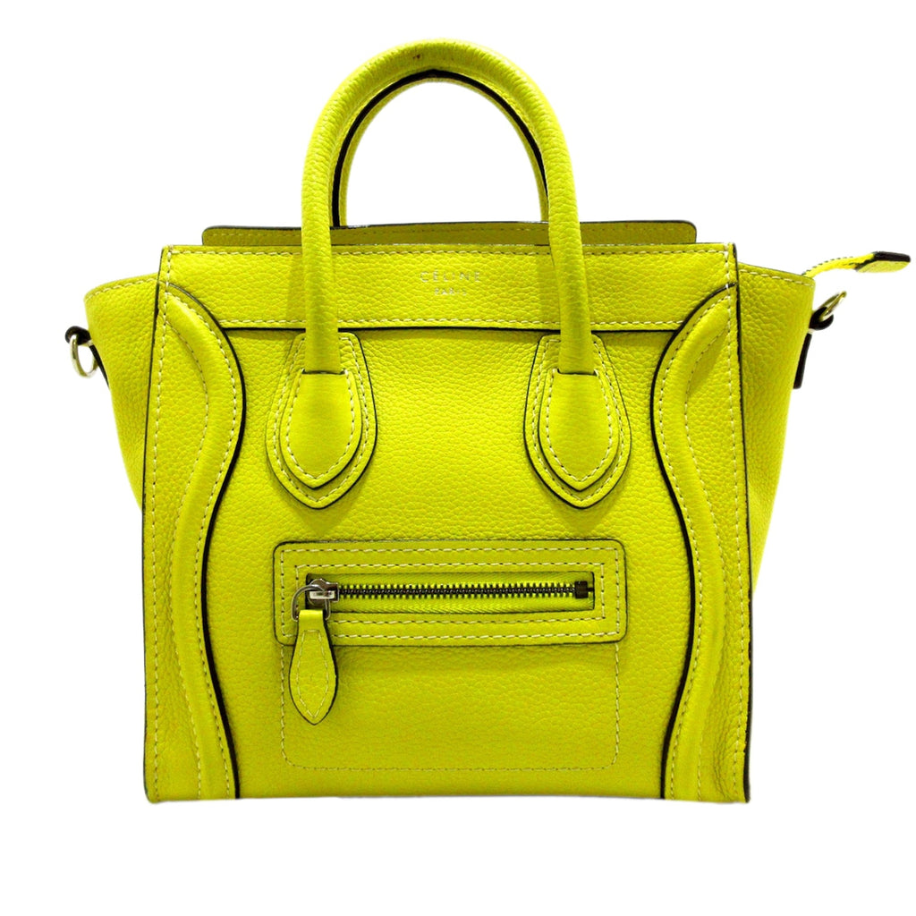 Yellow Celine Nano Luggage Leather Tote Bag