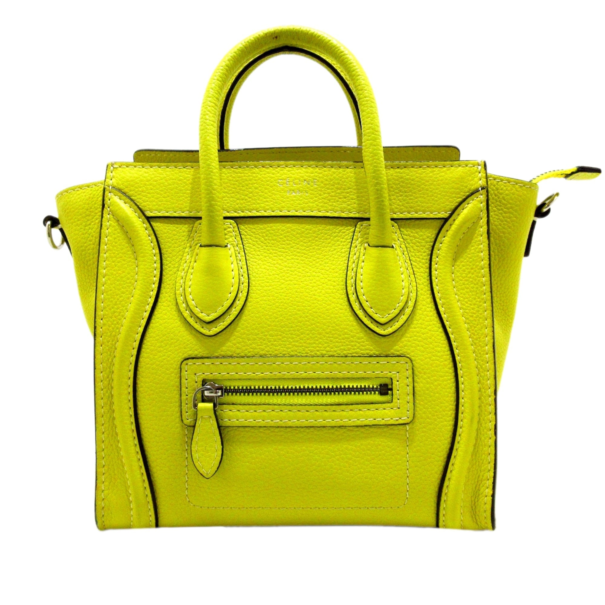 Yellow Celine Nano Luggage Tote Leather Satchel