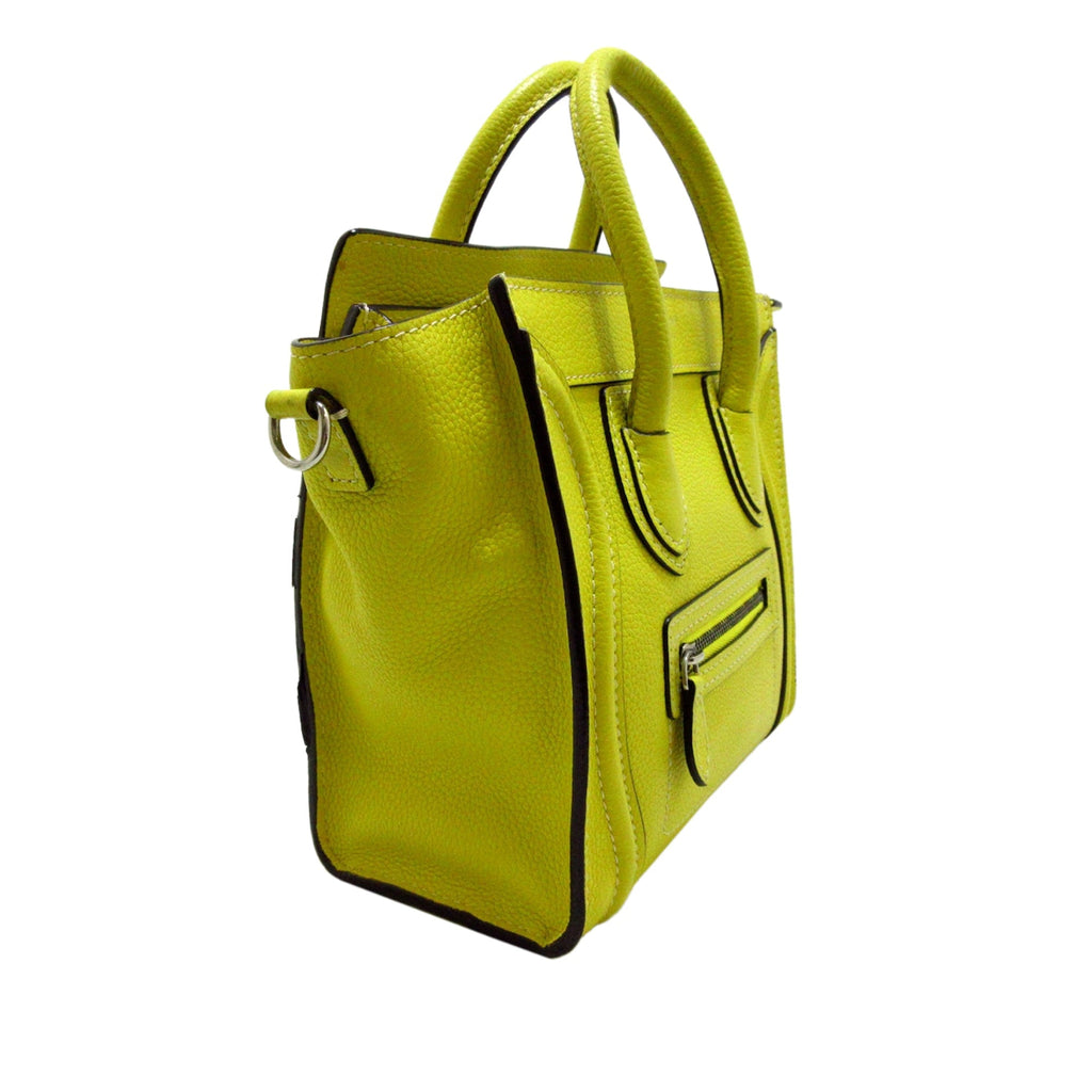 Yellow Celine Nano Luggage Leather Tote Bag