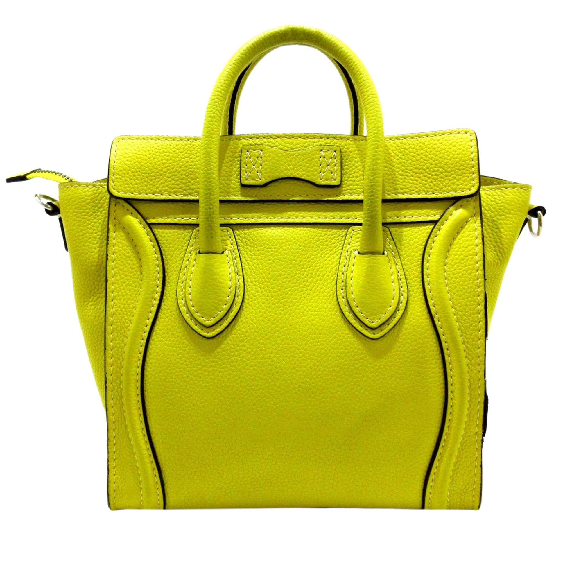Yellow Celine Nano Luggage Leather Tote Bag