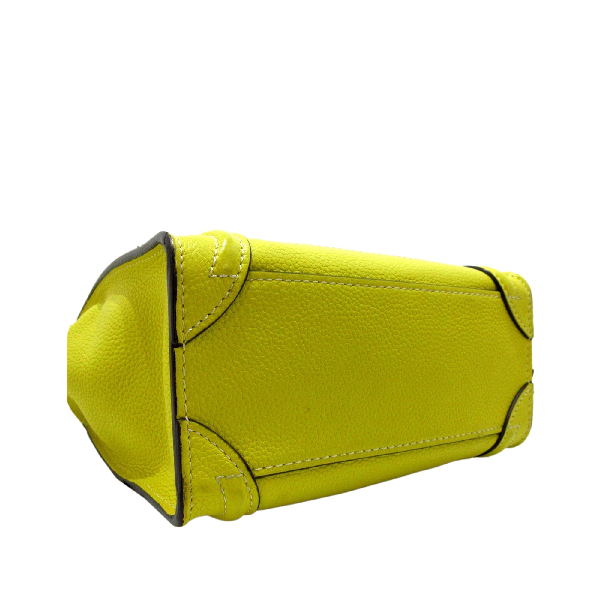Yellow Celine Nano Luggage Leather Tote Bag