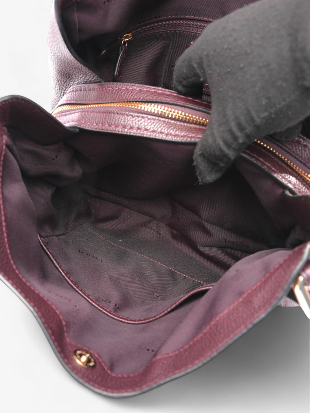 Coach Edie Burgundy Grained Leather 31