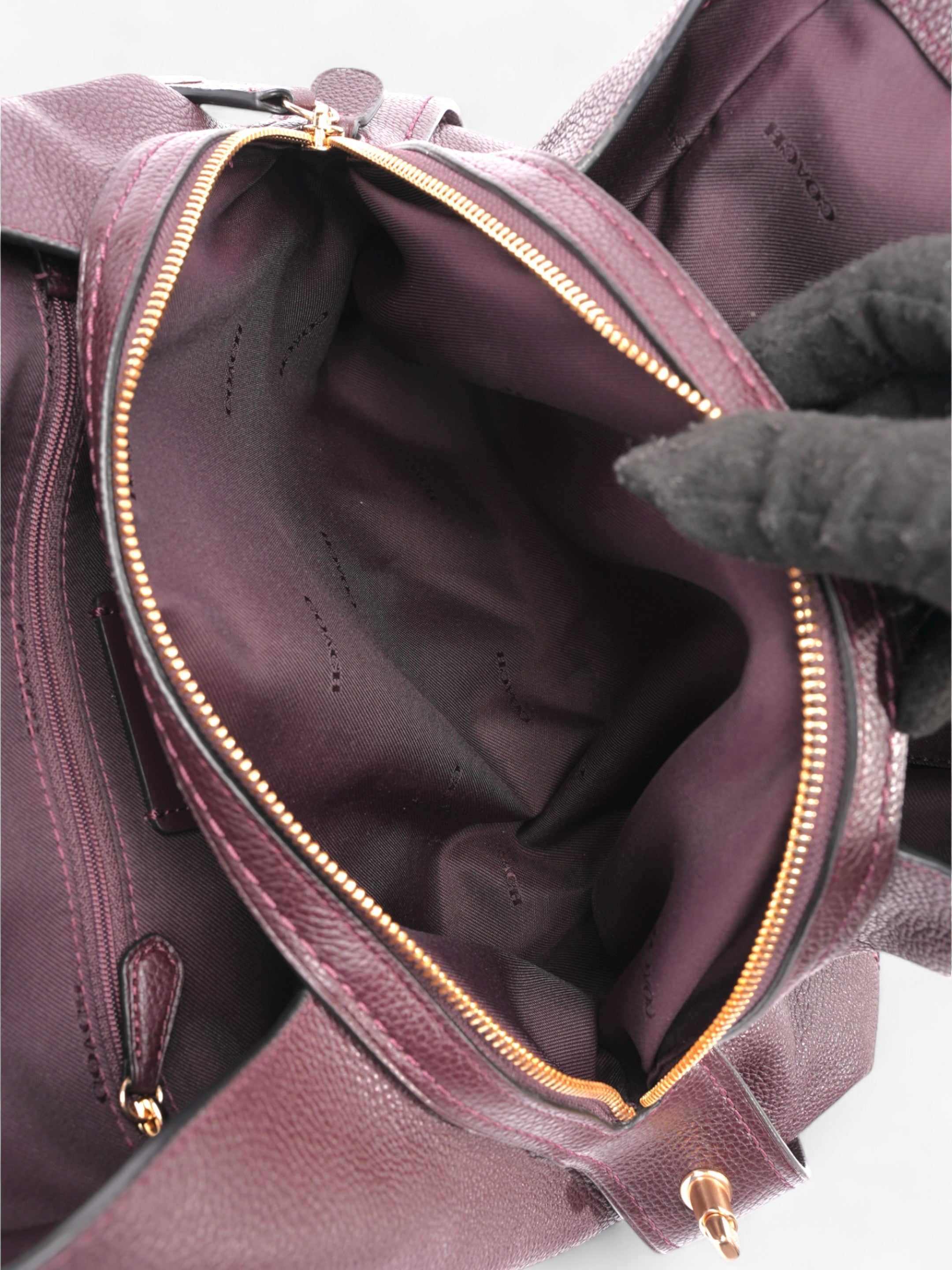 Coach Edie Burgundy Grained Leather 31