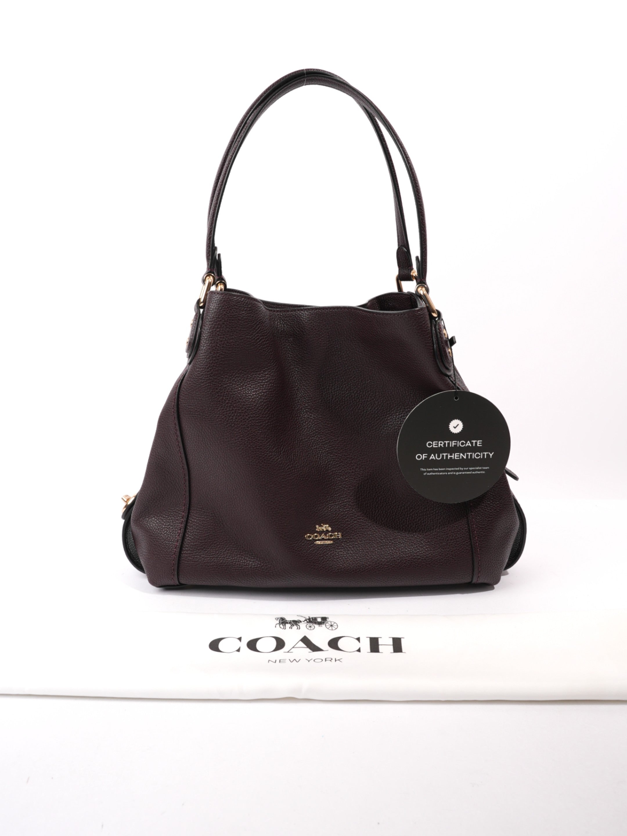Coach Edie Burgundy Grained Leather 31