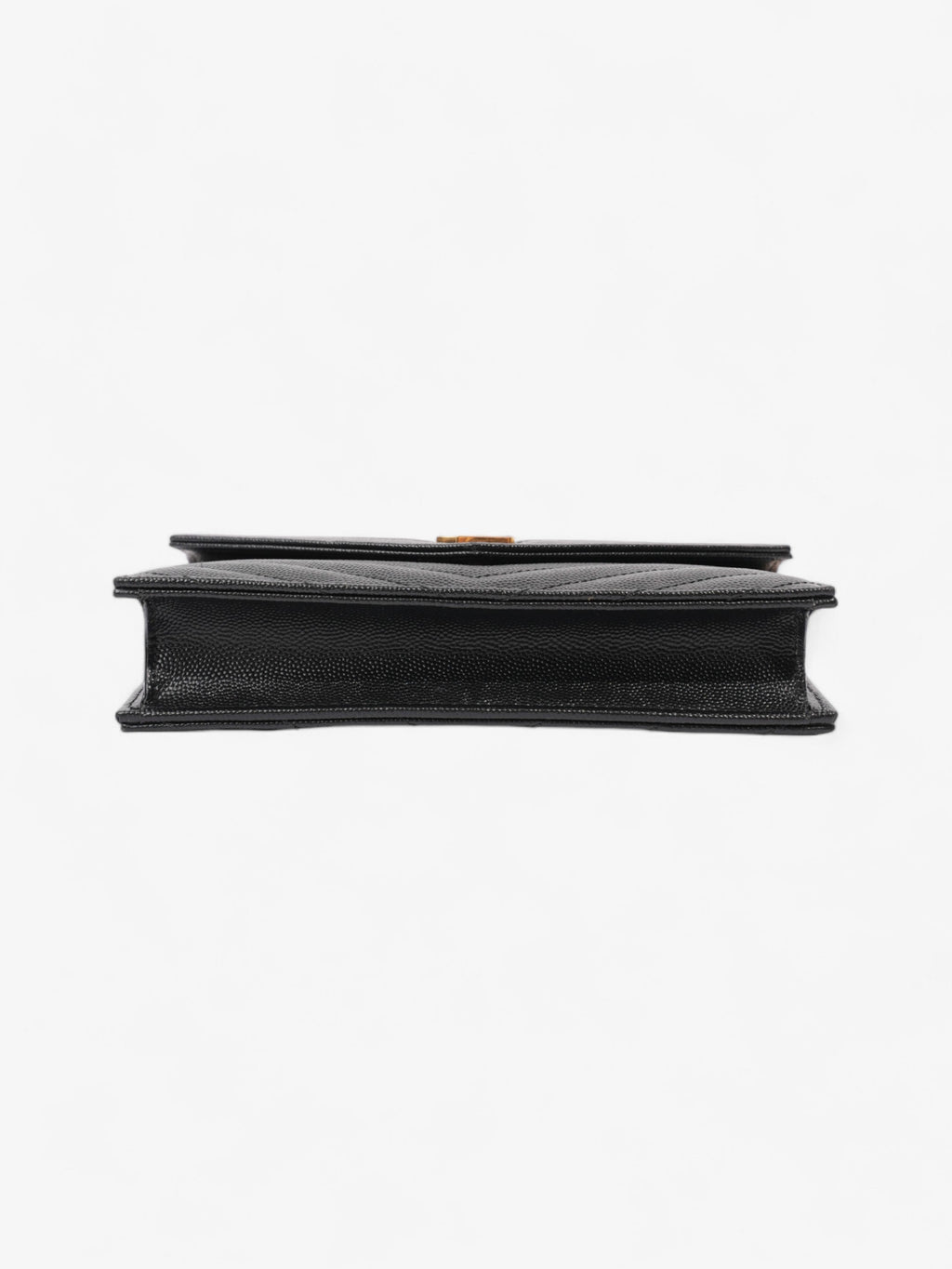 Saint Laurent Envelope Chain Wallet Black Grained Leather