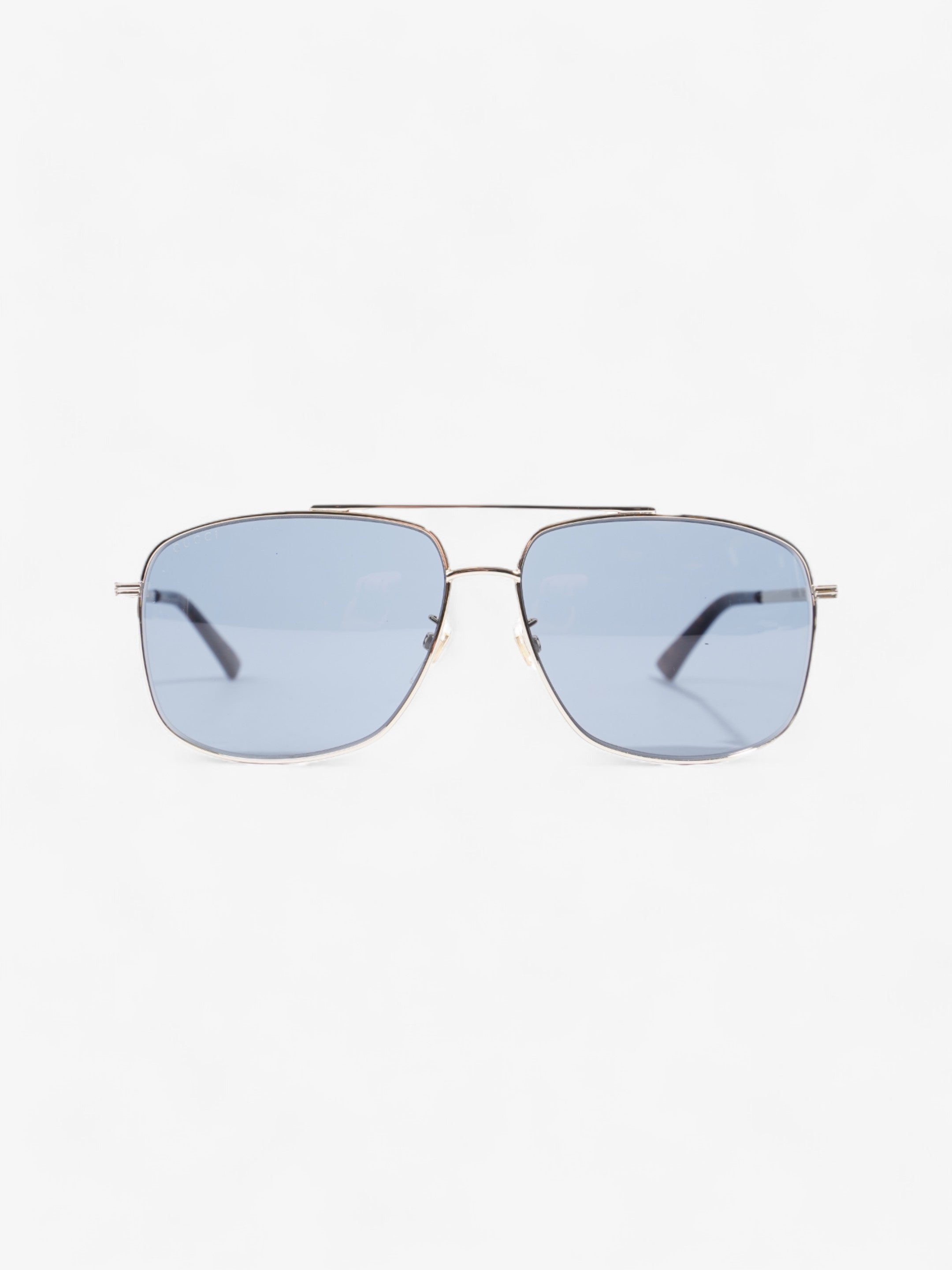 Gucci Square Framed Sunglasses Silver / Red / Blue Acetate 140mm