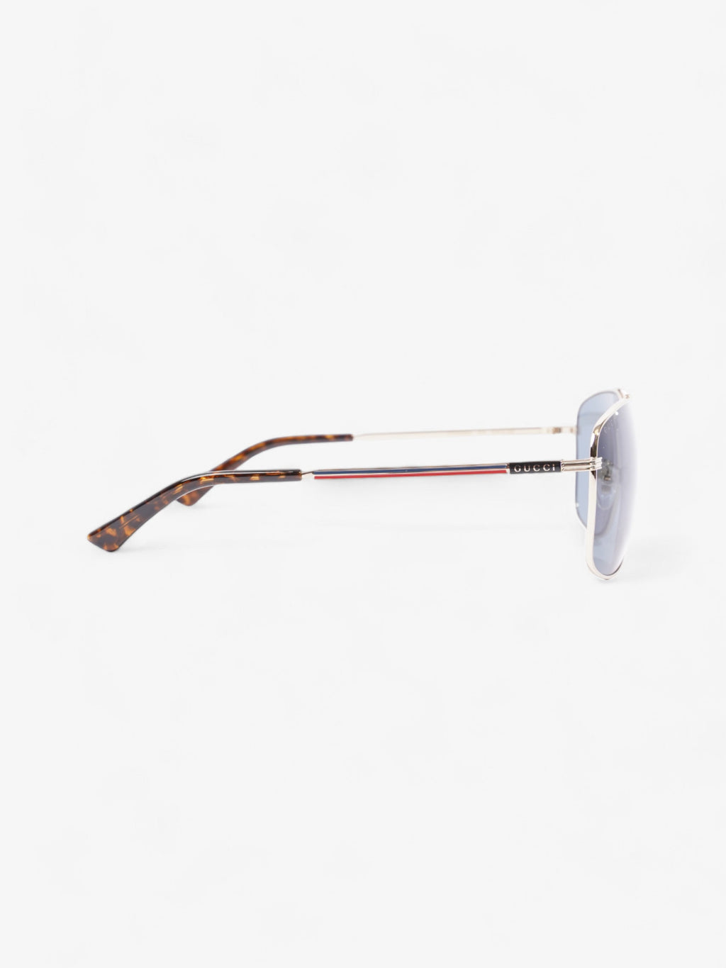 Gucci Square Framed Sunglasses Silver / Red / Blue Acetate 140mm
