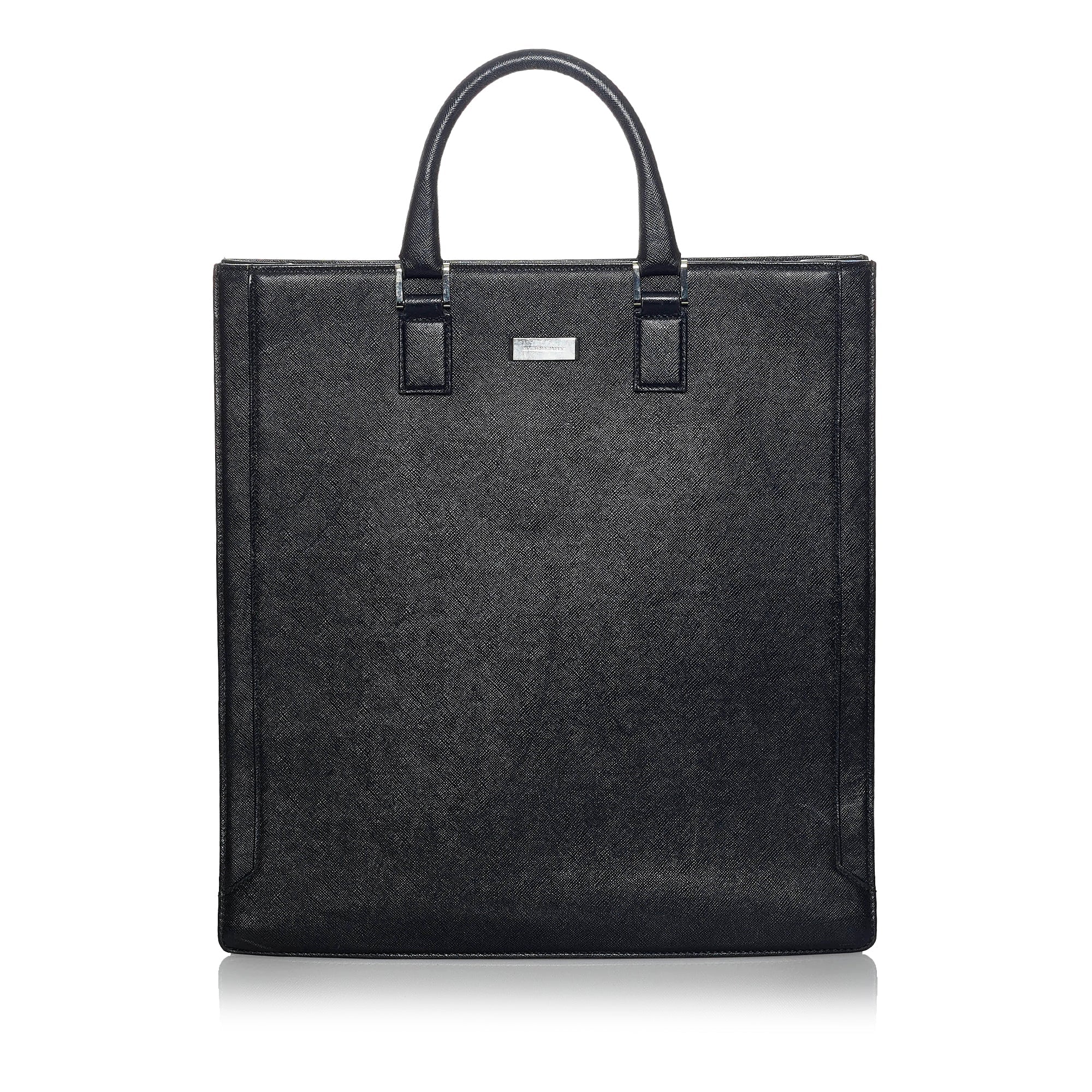 Black Burberry Leather Tote Bag