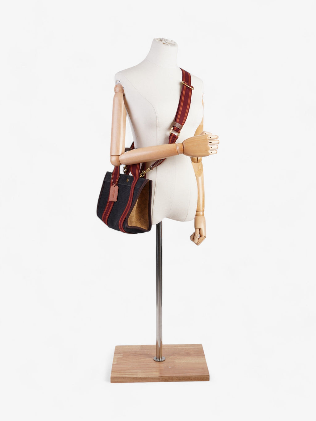 Coach Spin Tote Navy Blue / Maroon / Brown Cotton 27