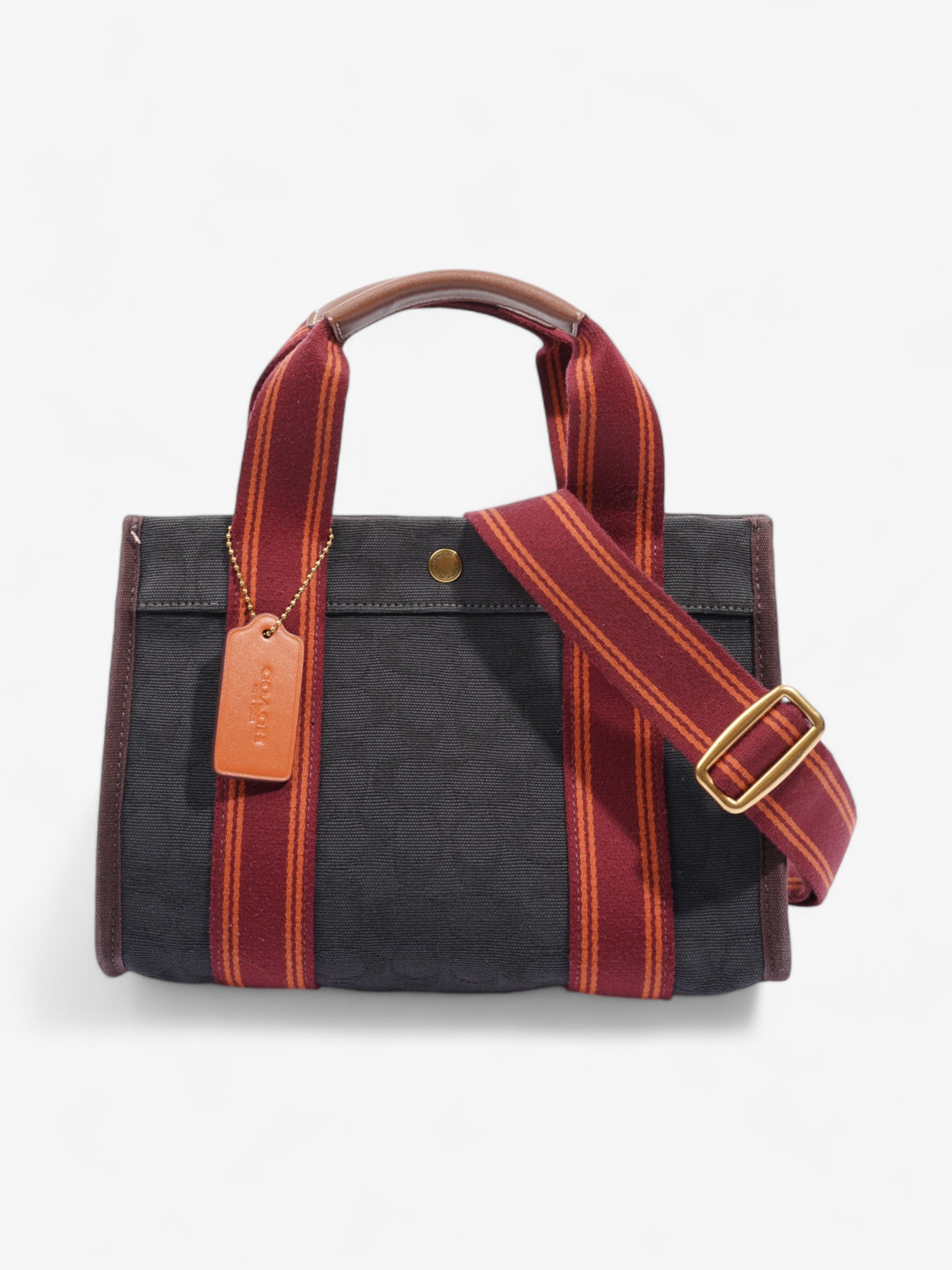 Coach Spin Tote Navy Blue / Maroon / Brown Cotton 27