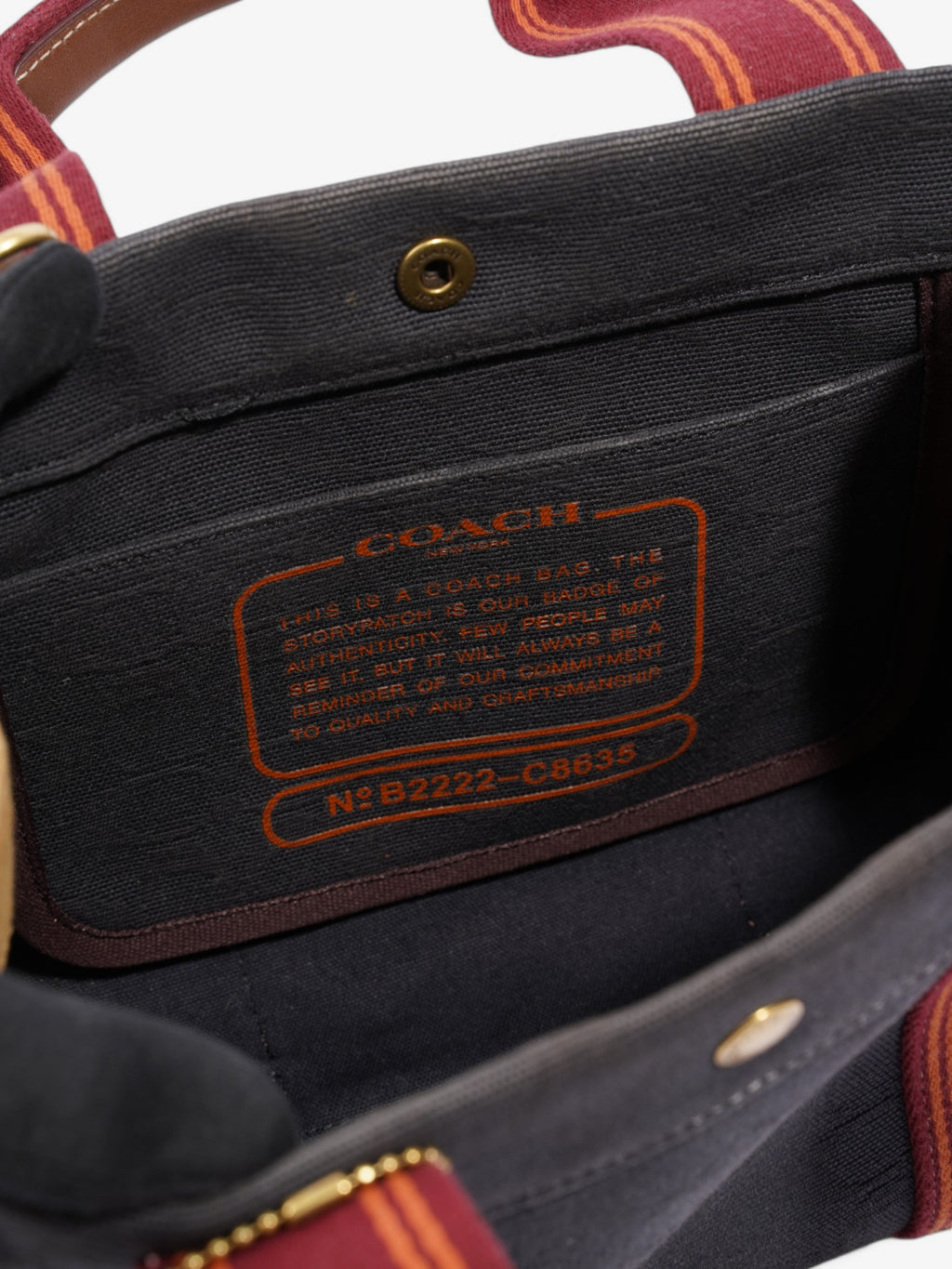 Coach Spin Tote Navy Blue / Maroon / Brown Cotton 27