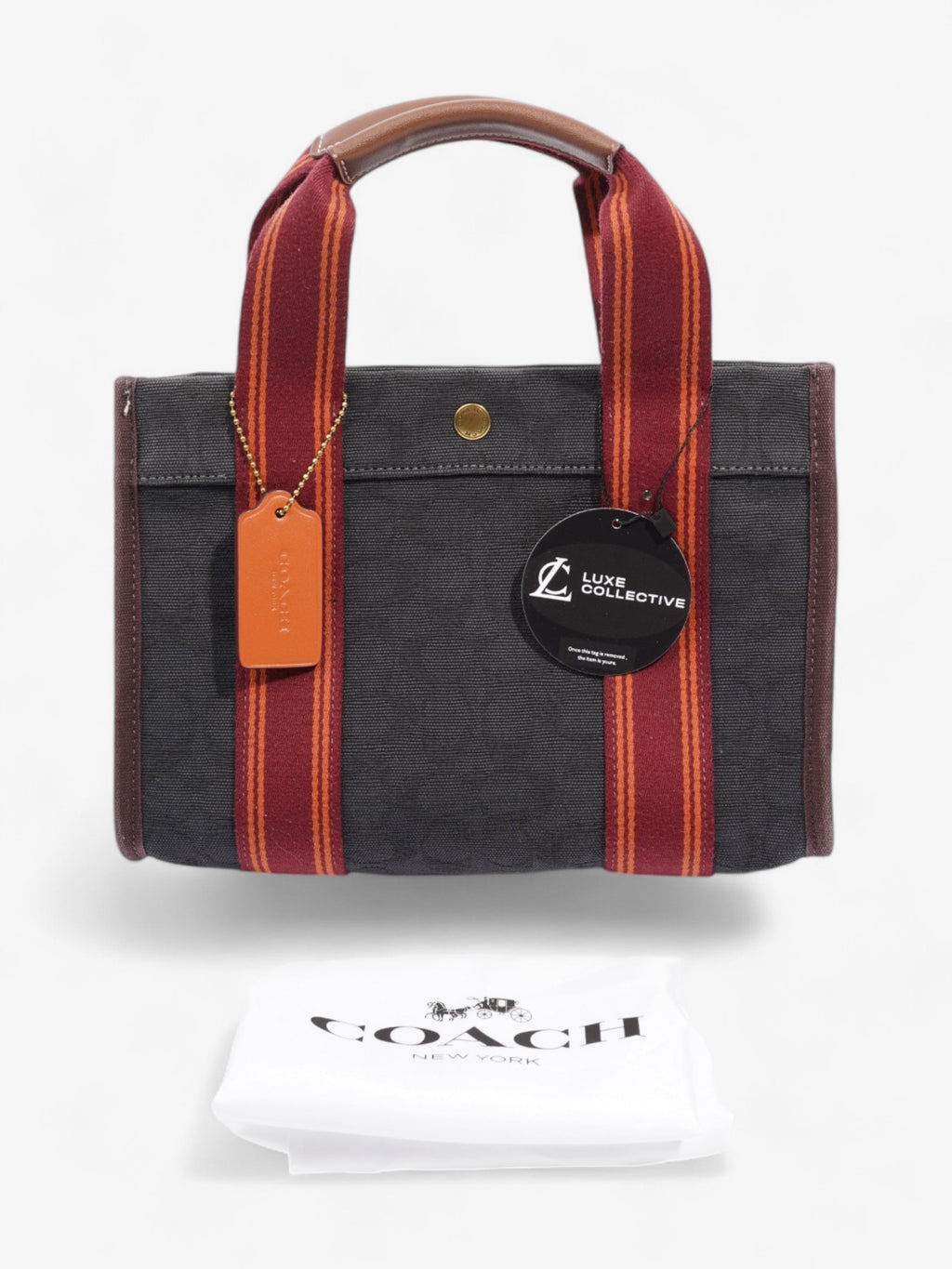 Coach Spin Tote Navy Blue / Maroon / Brown Cotton 27