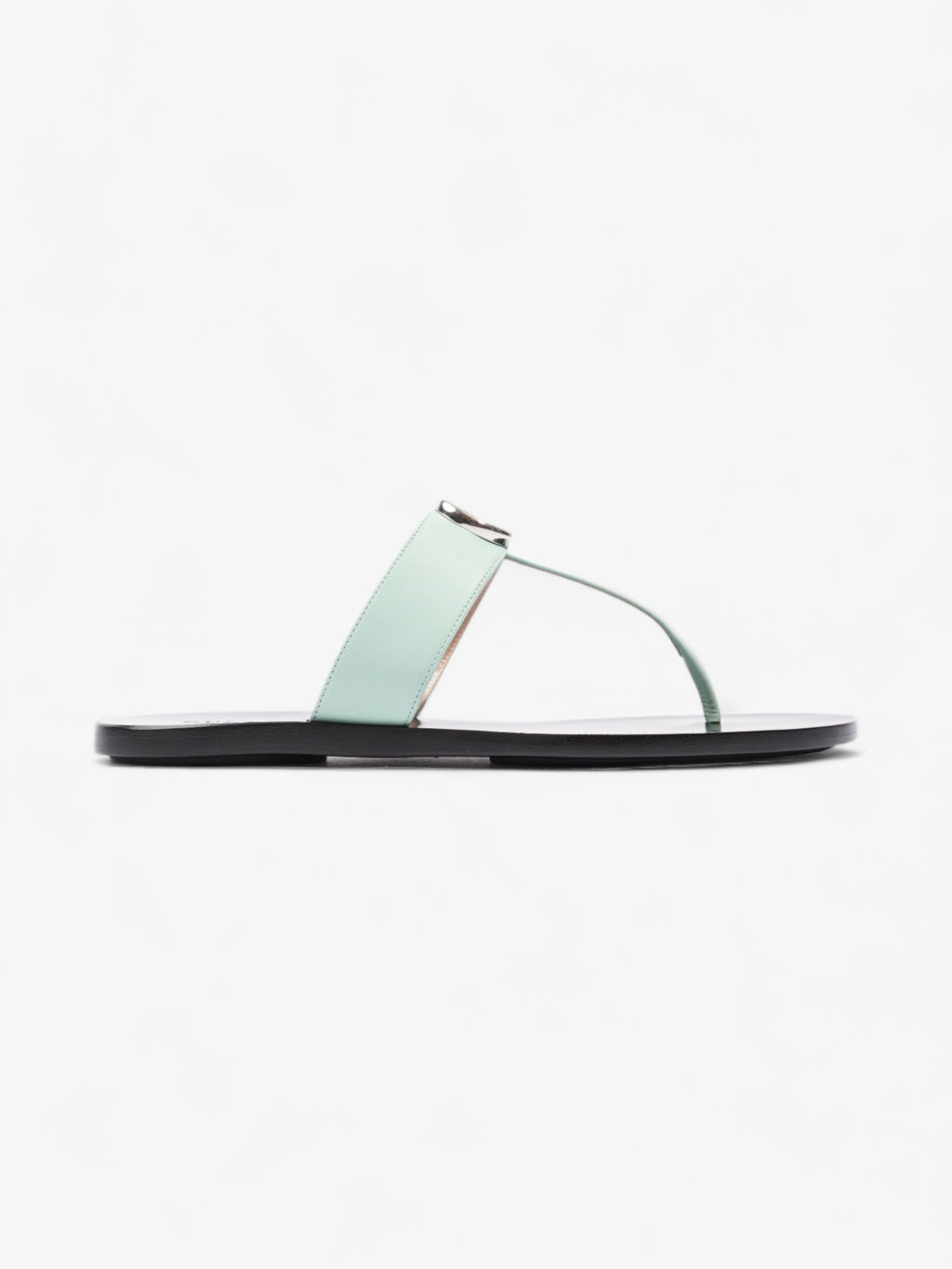 Gucci GG Marmont Thong Sandals Turquoise  / Black Calfskin Leather EU 39.5 UK 6.5