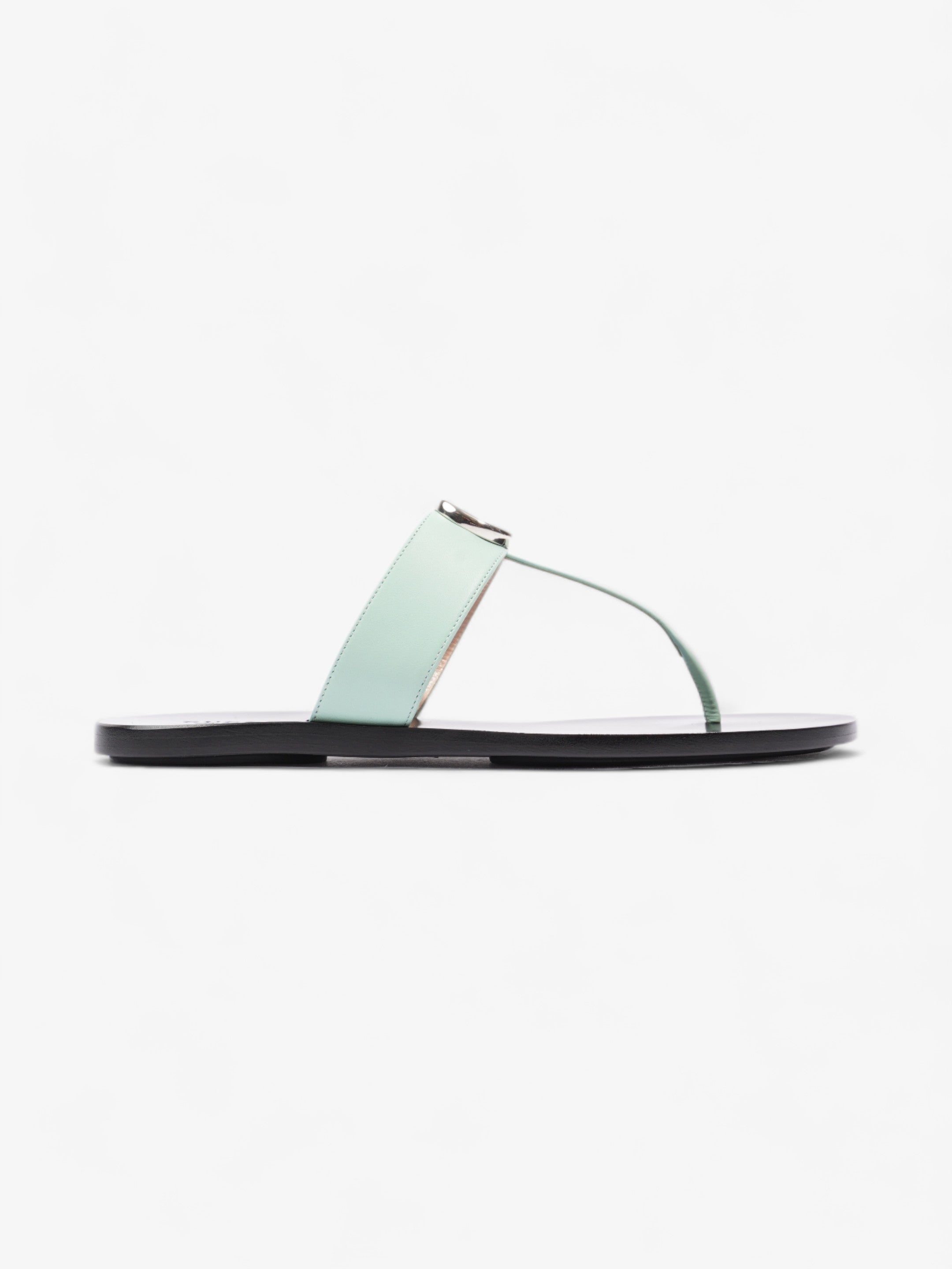 Gucci GG Marmont Thong Sandals Turquoise  / Black Calfskin Leather EU 39.5 UK 6.5