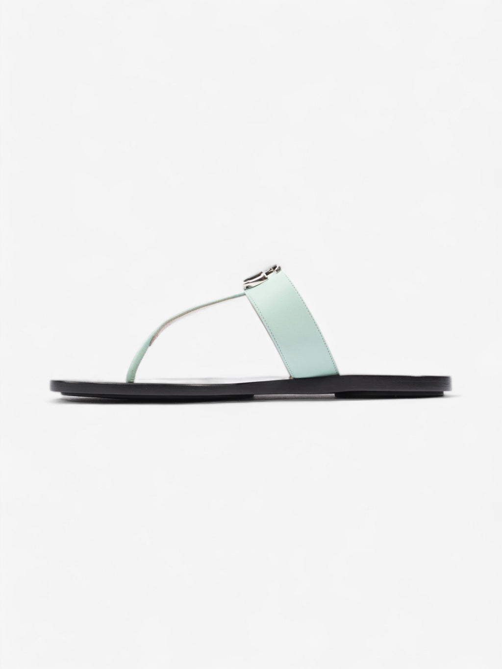 Gucci GG Marmont Thong Sandals Turquoise  / Black Calfskin Leather EU 39.5 UK 6.5