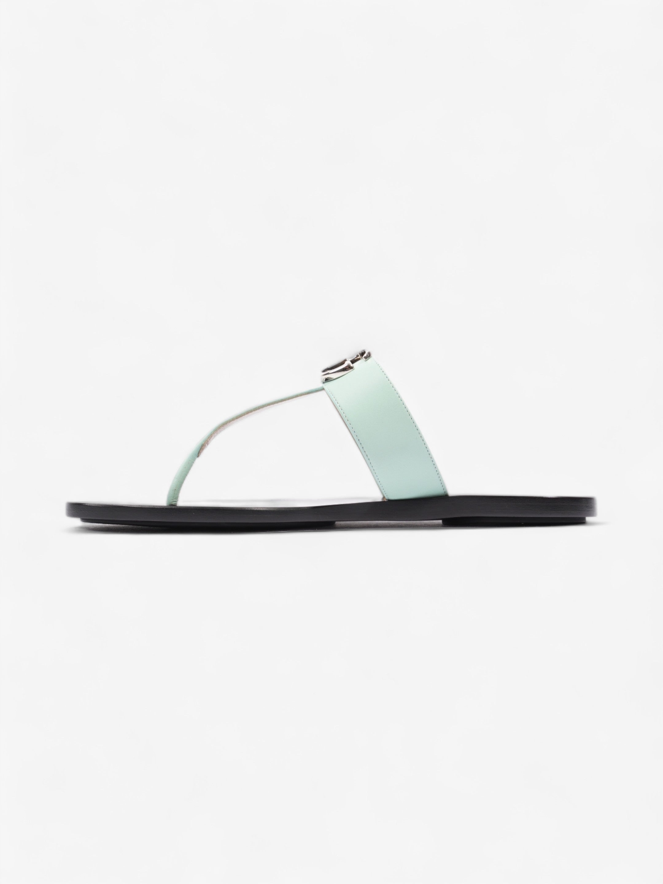 Gucci GG Marmont Thong Sandals Turquoise  / Black Calfskin Leather EU 39.5 UK 6.5