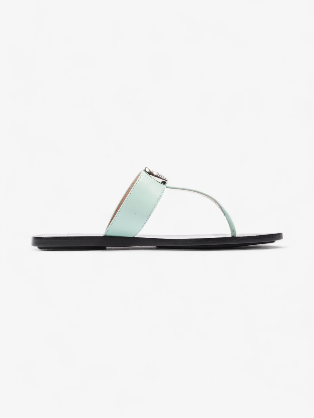 Gucci GG Marmont Thong Sandals Turquoise  / Black Calfskin Leather EU 39.5 UK 6.5