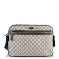 GUCCI GG PLUS MONOGRAM COATED CANVAS MESSENGER BAG NAVY