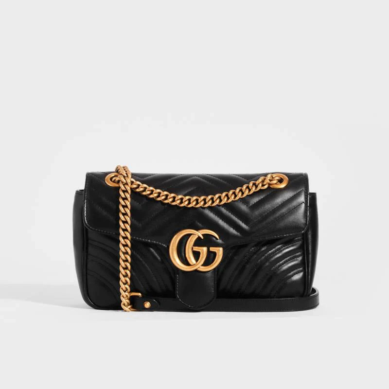 GUCCI GG Marmont Small MatelassÃƒÆ’Ã‚Â© Shoulder Bag in Black