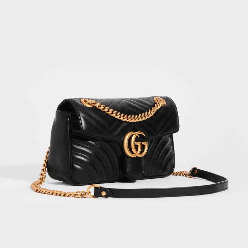 GUCCI GG Marmont Small MatelassÃƒÆ’Ã‚Â© Shoulder Bag in Black