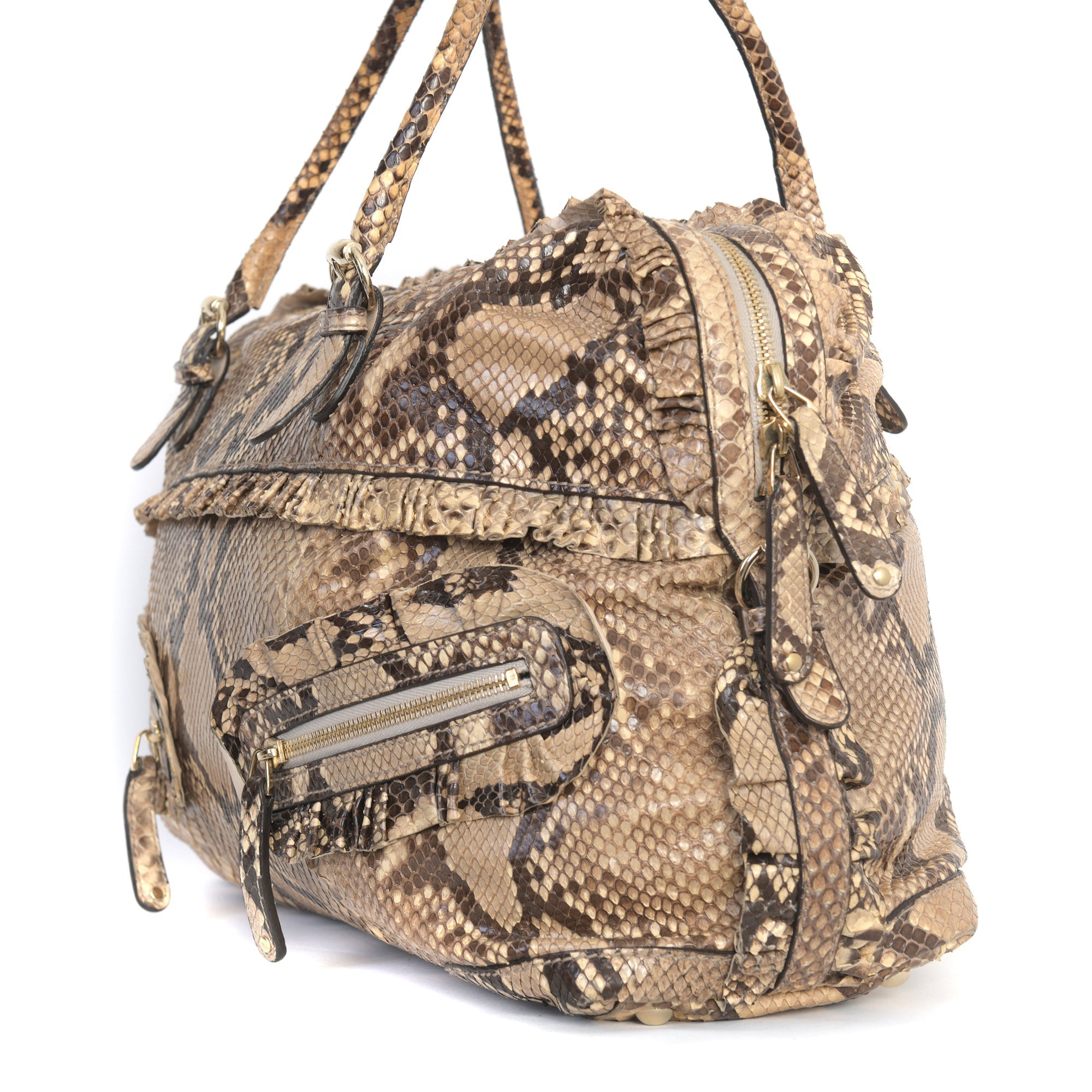 Snakeskin Sabrina Boston Bag