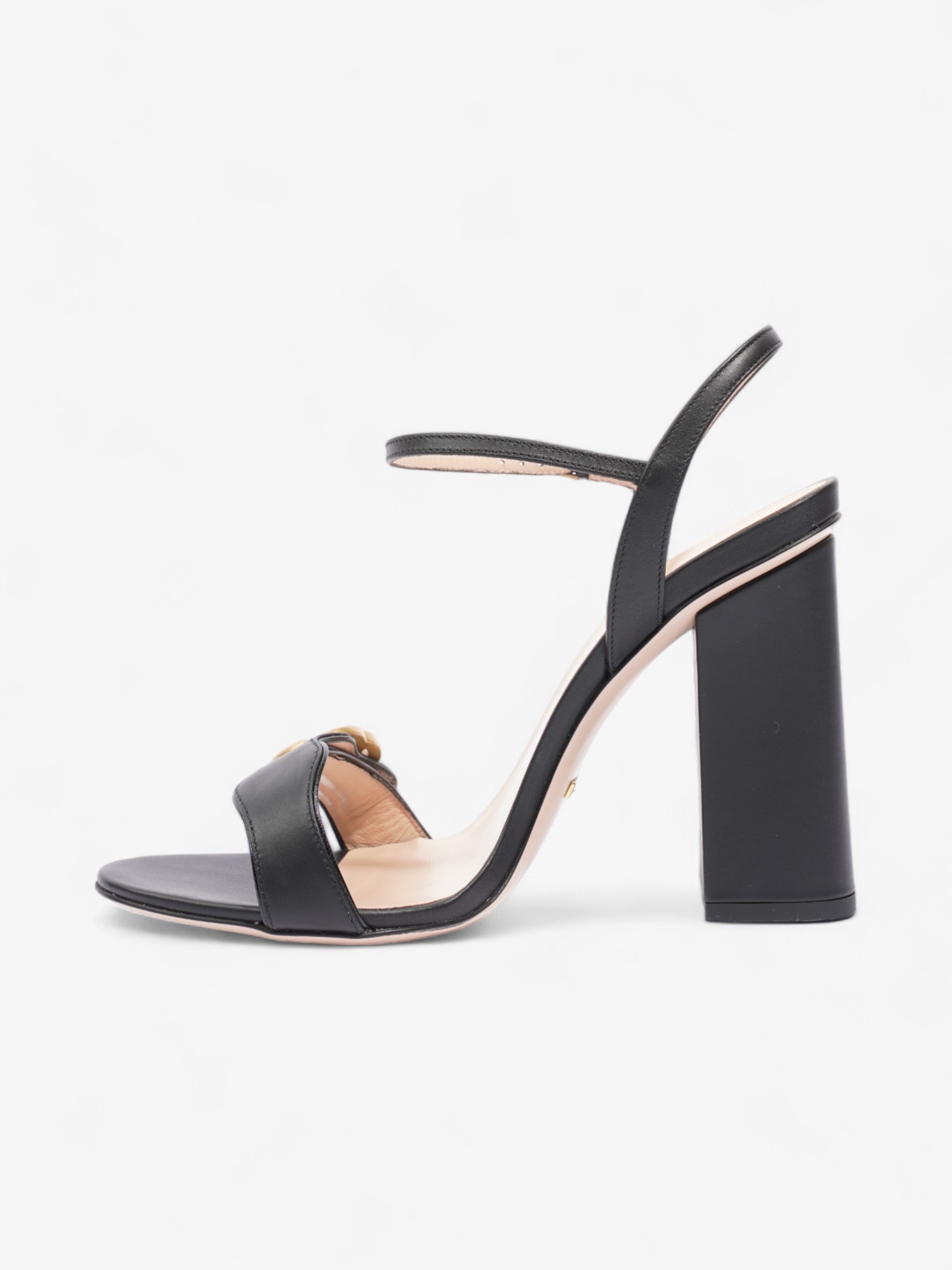 Gucci GG Sandal 90mm Black / Gold Leather EU 40 UK 7