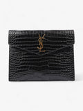 Saint Laurent Uptown Clutch Black Embossed Leather