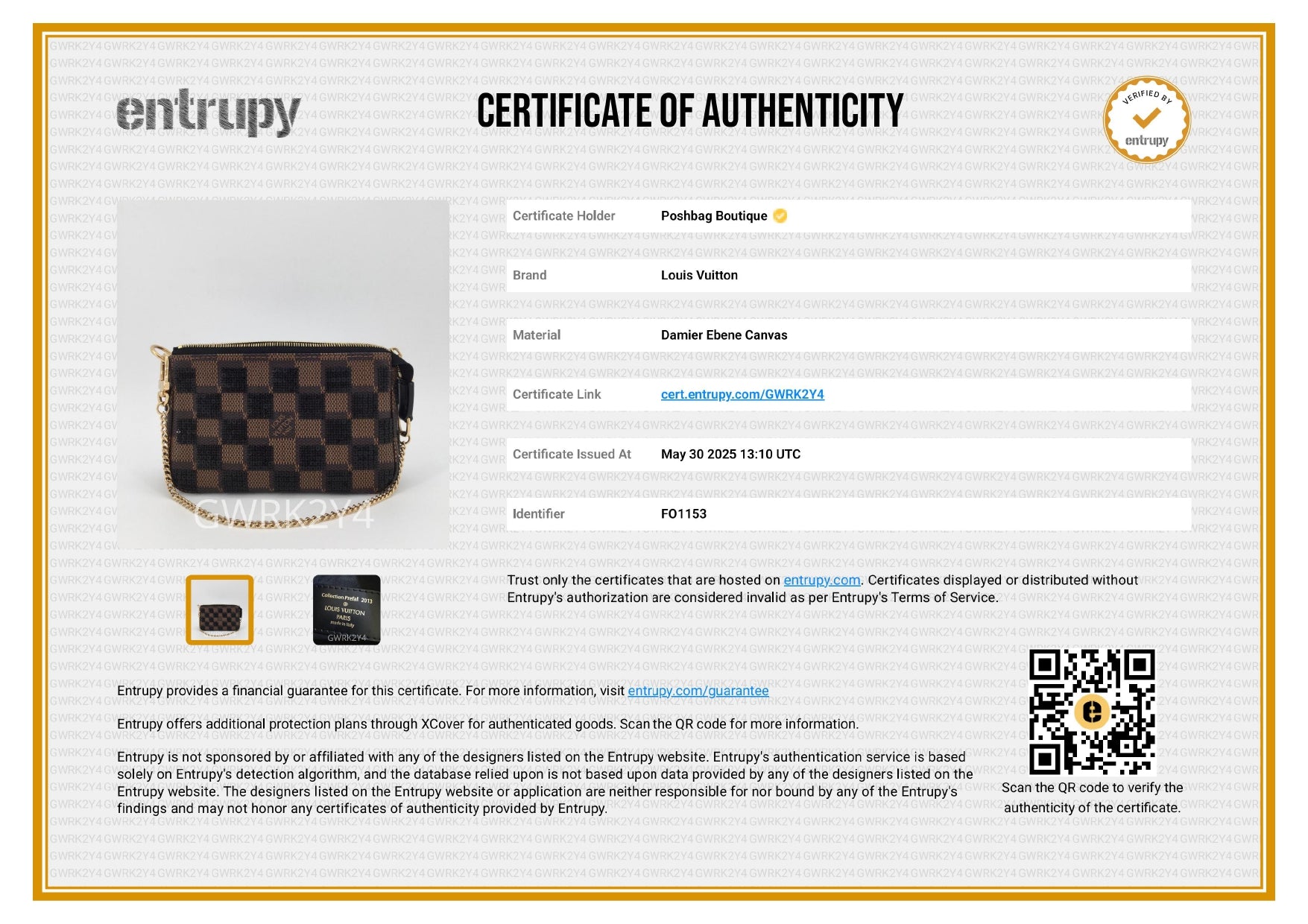 Louis Vuitto Damier Paillettes Mini Pochette Accessoires Bag
