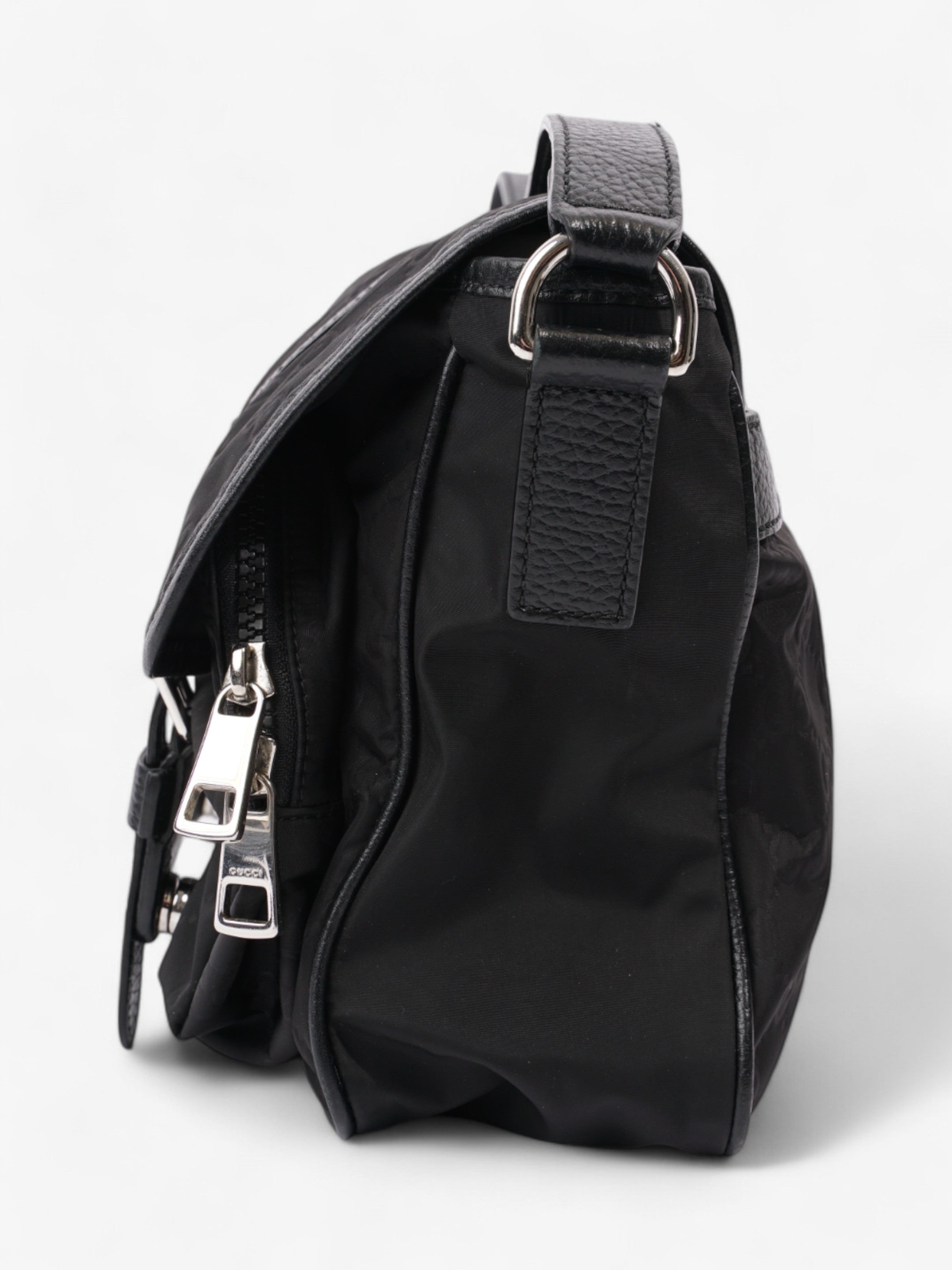 Gucci Monogram Messenger Bag Black Nylon