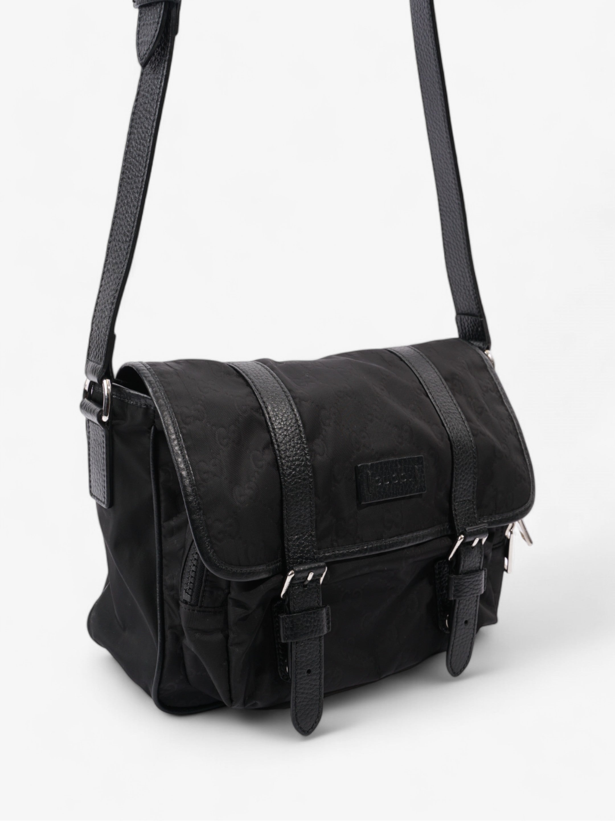 Gucci Monogram Messenger Bag Black Nylon
