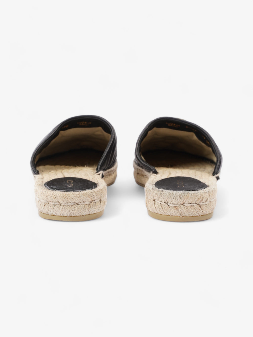 Gucci GG Flat Espadrille Black Leather EU 38 UK 5