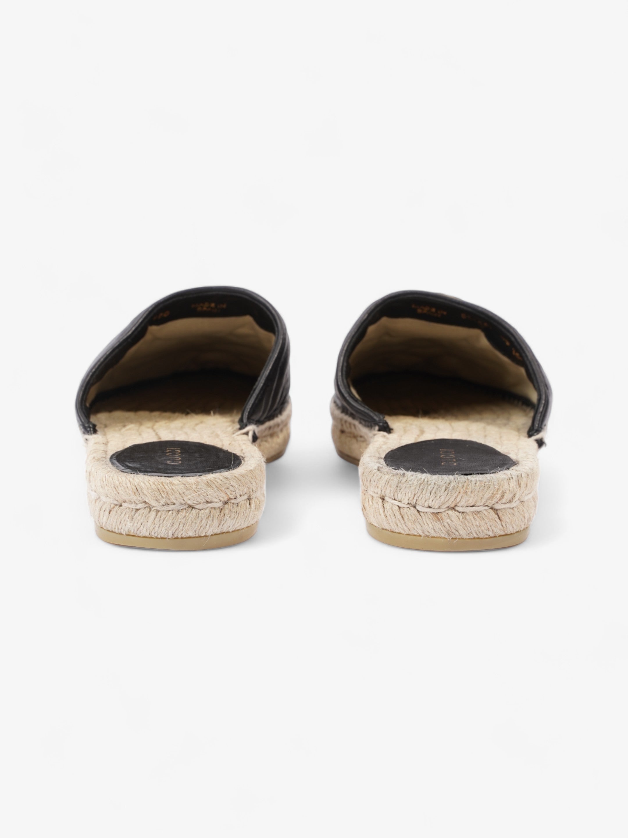Gucci GG Flat Espadrille Black Leather EU 38 UK 5