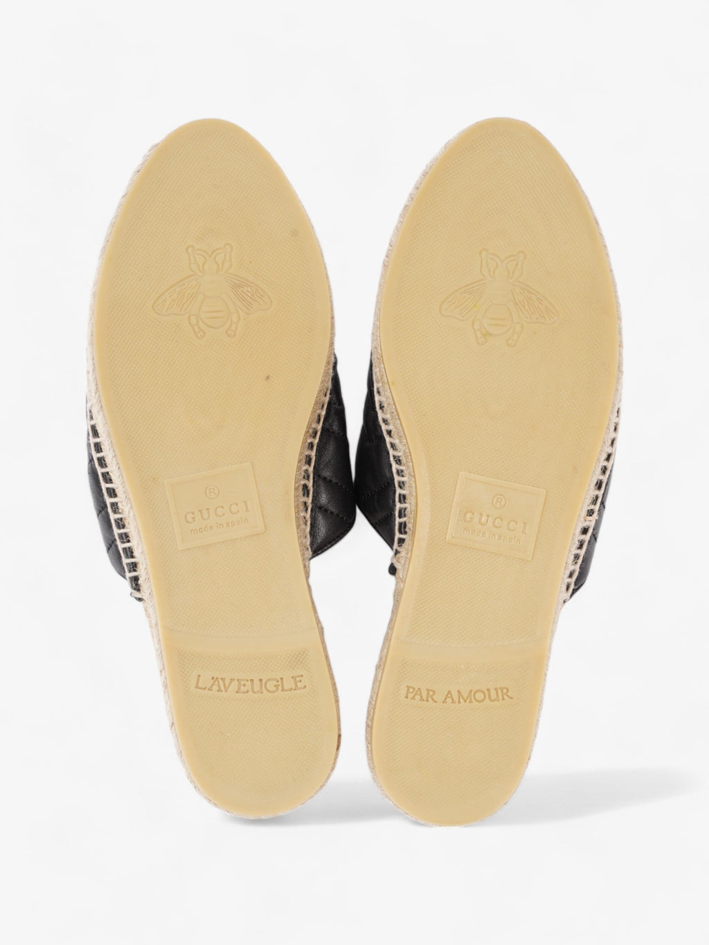 Gucci GG Flat Espadrille Black Leather EU 38 UK 5