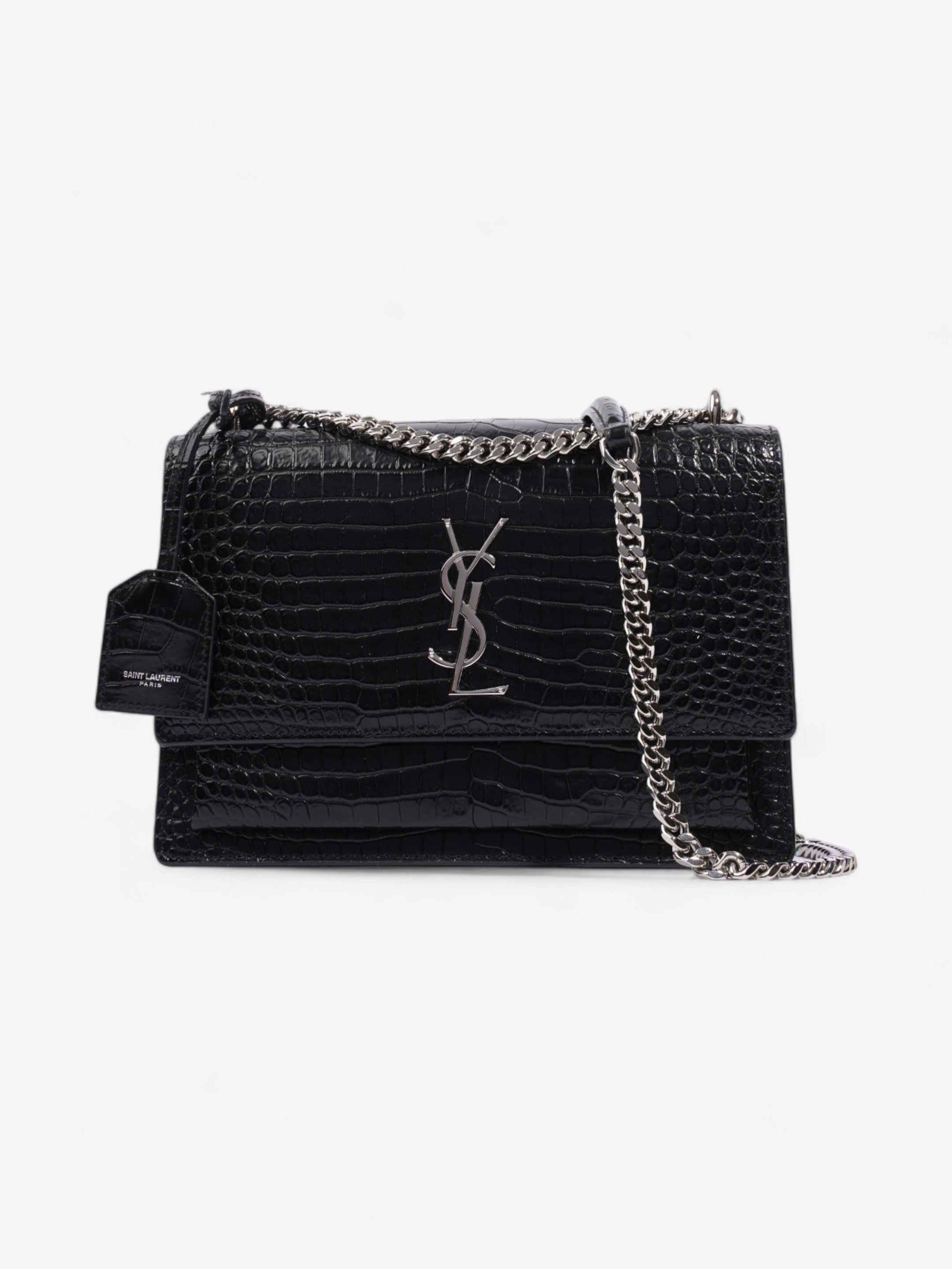 Saint Laurent Sunset Black Embossed Leather Medium