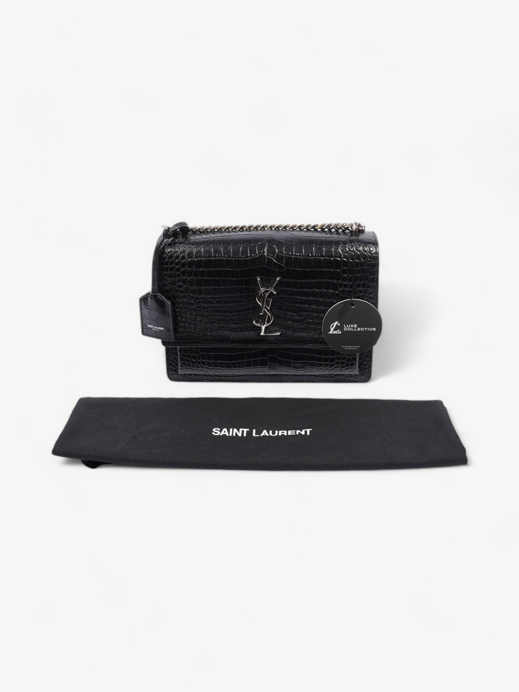 Saint Laurent Sunset Black Embossed Leather Medium