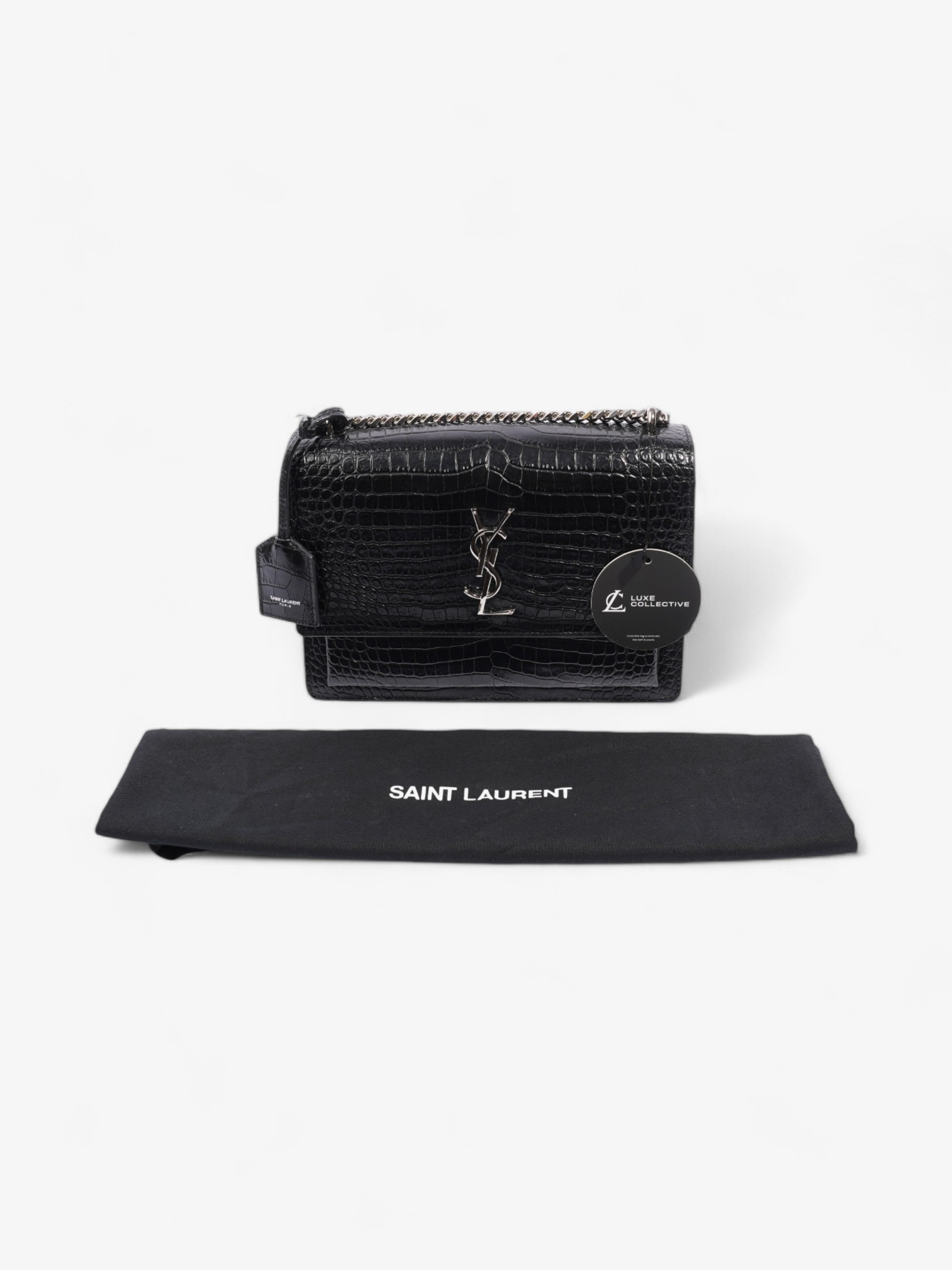Saint Laurent Sunset Black Embossed Leather Medium