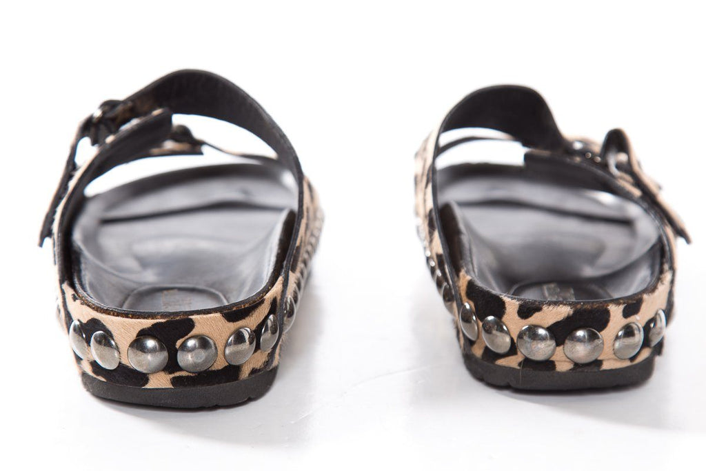Giambattista Vall Leopard Print Calf Hair Slide Sandals SZ 40.5  Sale