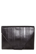 Gianni Versace Vintage Black Leather Snap Closure Clutch