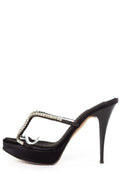 Giuseppe Zanotti Black Satin & Crystal Sandals 35.5
