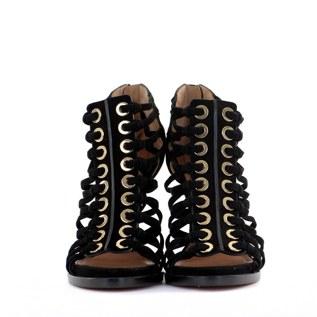 Zenaide Suede Eyelet Heels