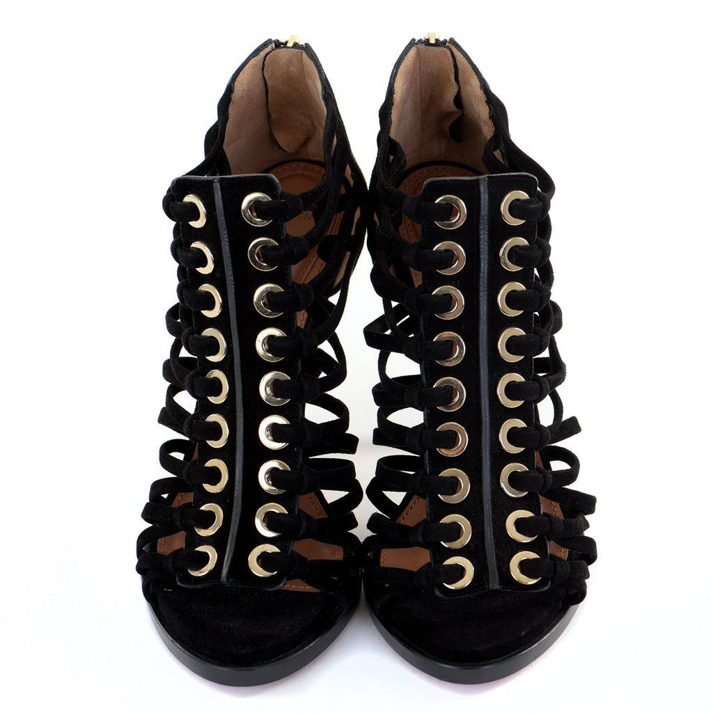 Zenaide Suede Eyelet Heels